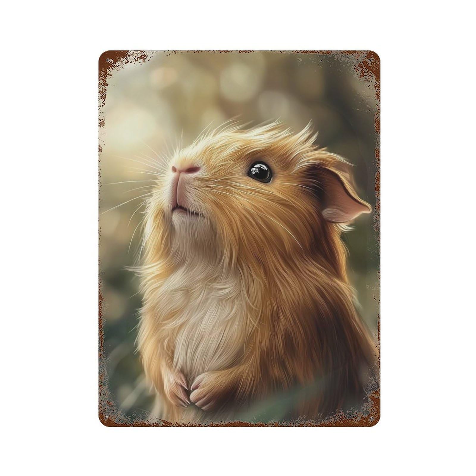 Cute Guinea Pig Portrait Decorative Tin Sign 15.7"x11.8", Ideal for Cafe, Home Bar And Lounge Decor