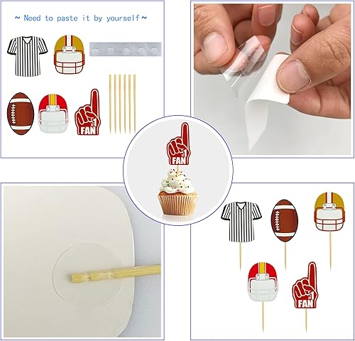 Miniatura 6 de Juego de 21 decoraciones de pastel de fútbol de 21 piezas, incluye acrílico de feliz cumpleaños, jugadores de pelota de rugby, decoración de