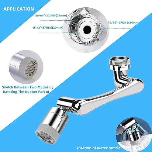 Miniatura 3 de Extensor de grifo, grifo giratorio de 1440, aireador, extensor giratorio, de cobre puro, multifuncional, grifo de extensión universal para ojos y