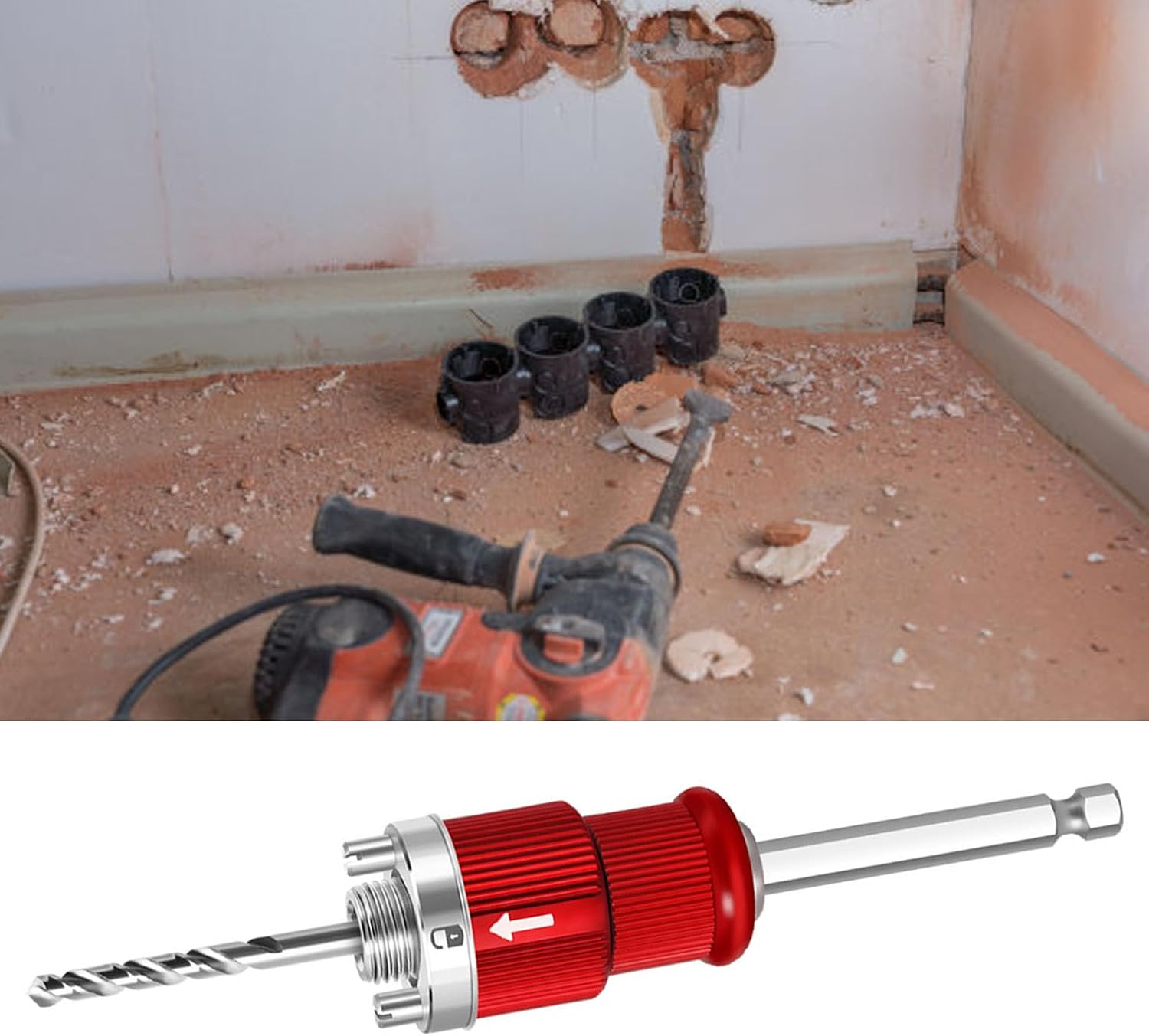Garosa Hole Saw Arbor, 10mm Hex Shank Self Locking Quick Connect Rod with 5/8 Inch Thread for Drills, Dual Metal Hole Openers and Pipeline Hole Openers