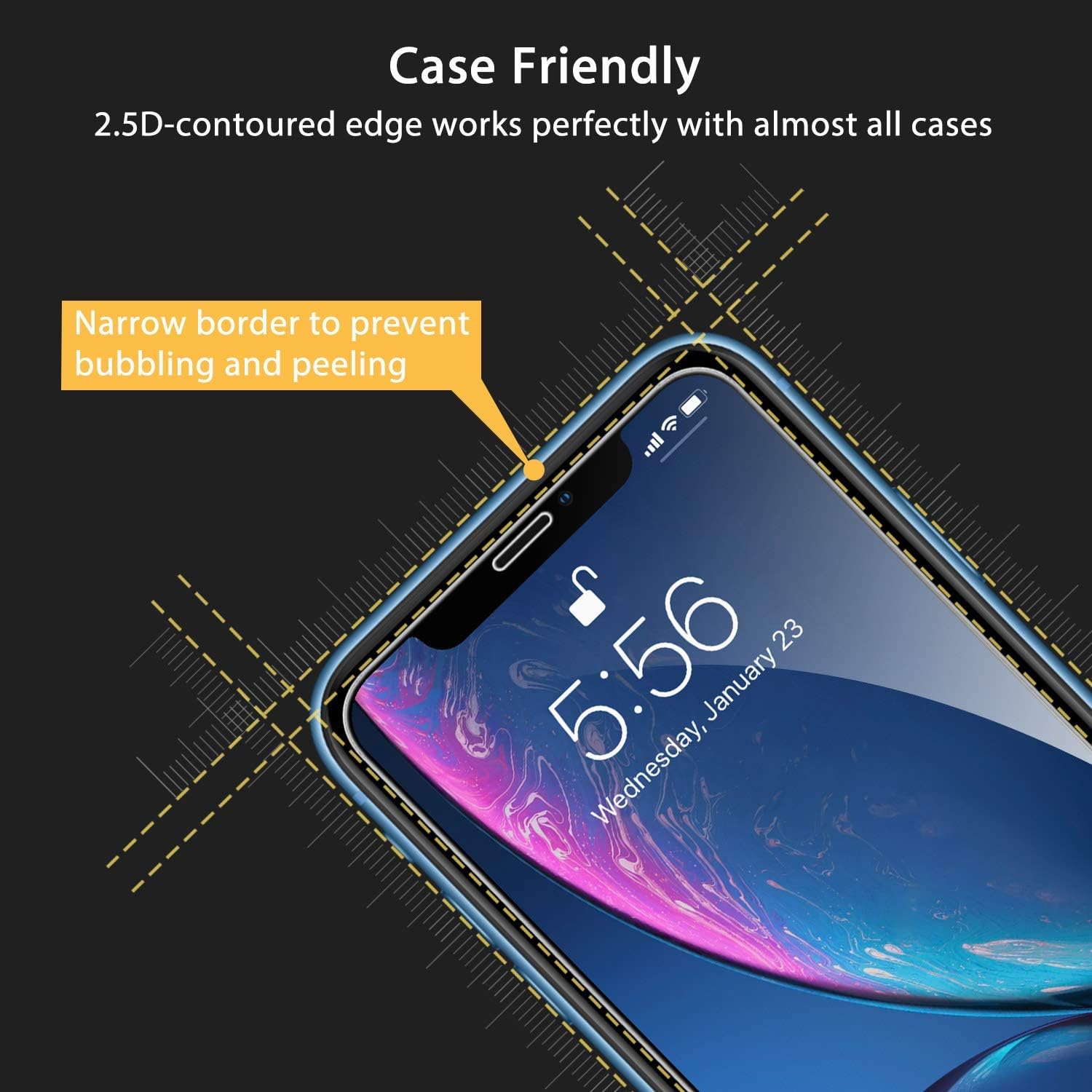 UNBREAKcable Screen Protector for iPhone XR /11, Double Shatterproof Tempered Glass [Easy Installation Frame] [Full Coverage] [9H Hardness] [99.99% HD Clear] for iPhone 6.1 inch - 2 Pack