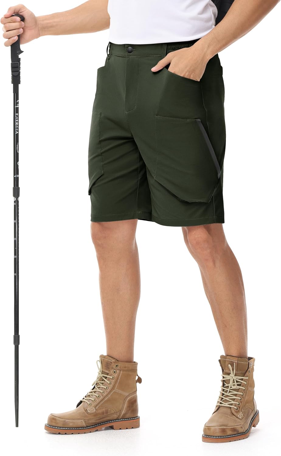 LUSHENUNI Men's Hiking Cargo Shorts 9" Quick Dry Lightweight Stretch Golf Shorts Men Fishing Work Travel with Zipper Pockets