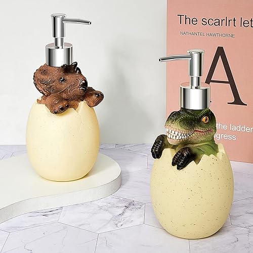 Miniatura 3 de Dispensador de jabón de dinosaurio 2 piezas dispensador de jabón para niños lindo dinosaurio accesorios de baño loción de ducha de animales botella