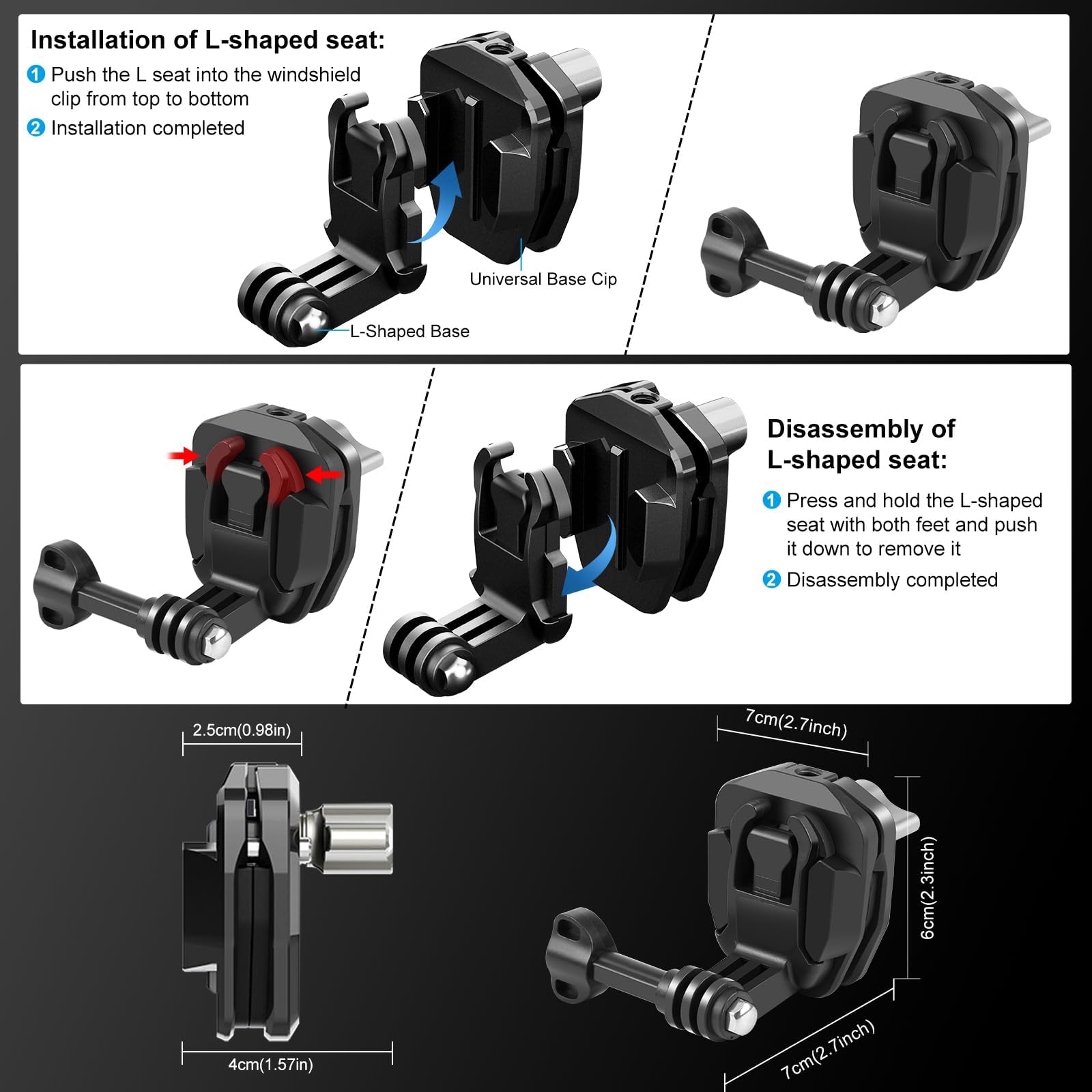 PULUZ Support de fixation pour pare-brise de moto GoPro Hero12 Black 11 10/DJI Osmo Action 4 Pocket 3 2 1/Insta360 X4 X3 ONE X2 Ace Pro et autres caméras d'action pour pare-brise PULUZ Support de fixation pour pare-brise de moto GoPro Hero12 Black 11 10/DJI Osmo Action 4 Pocket 3 2 1/Insta360 X4 X3 ONE X2 Ace Pro et autres caméras d'action pour pare-brise