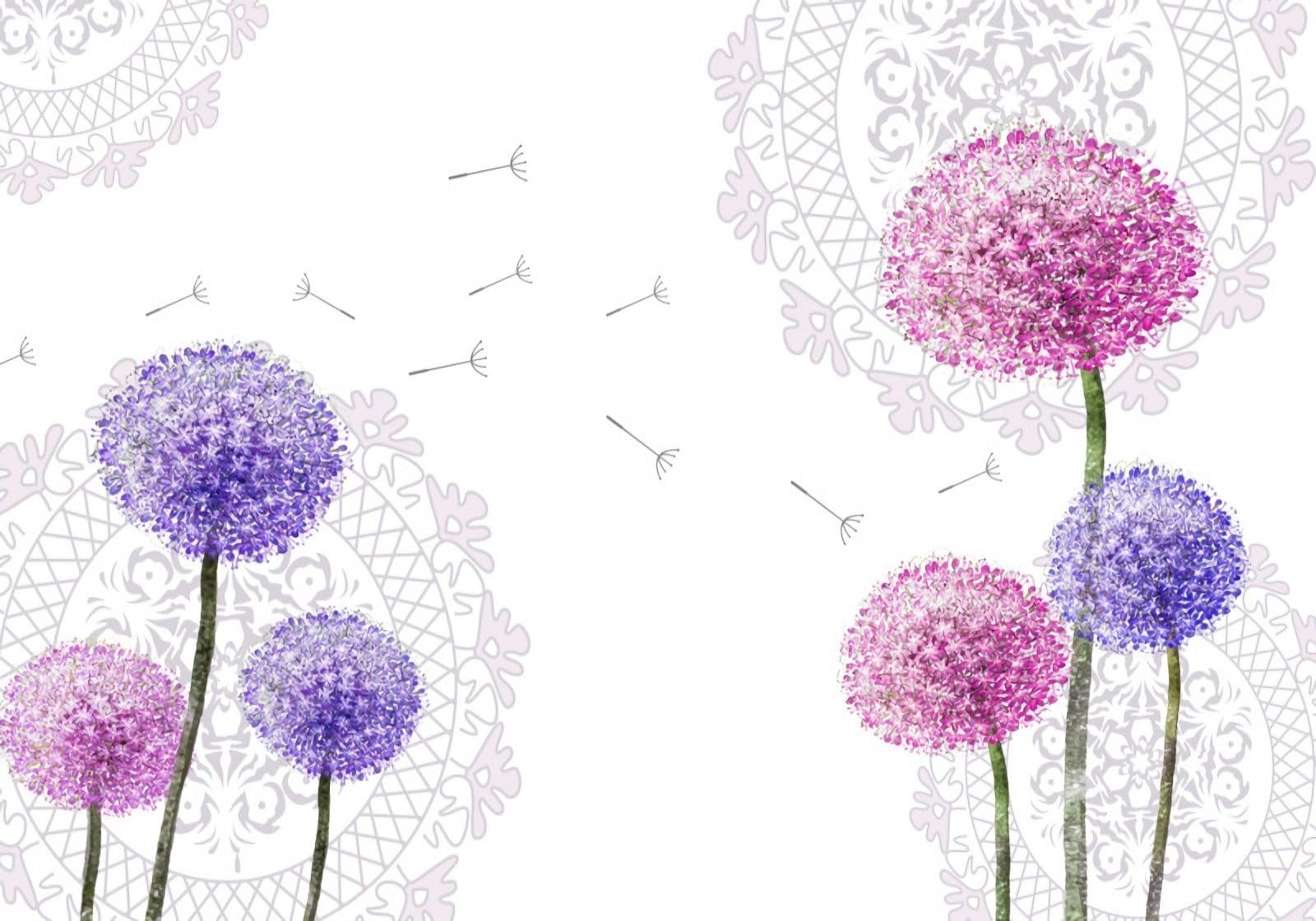 Papier peint pissenlits 3D floral pour une chambre adulte zen et un salon moderne