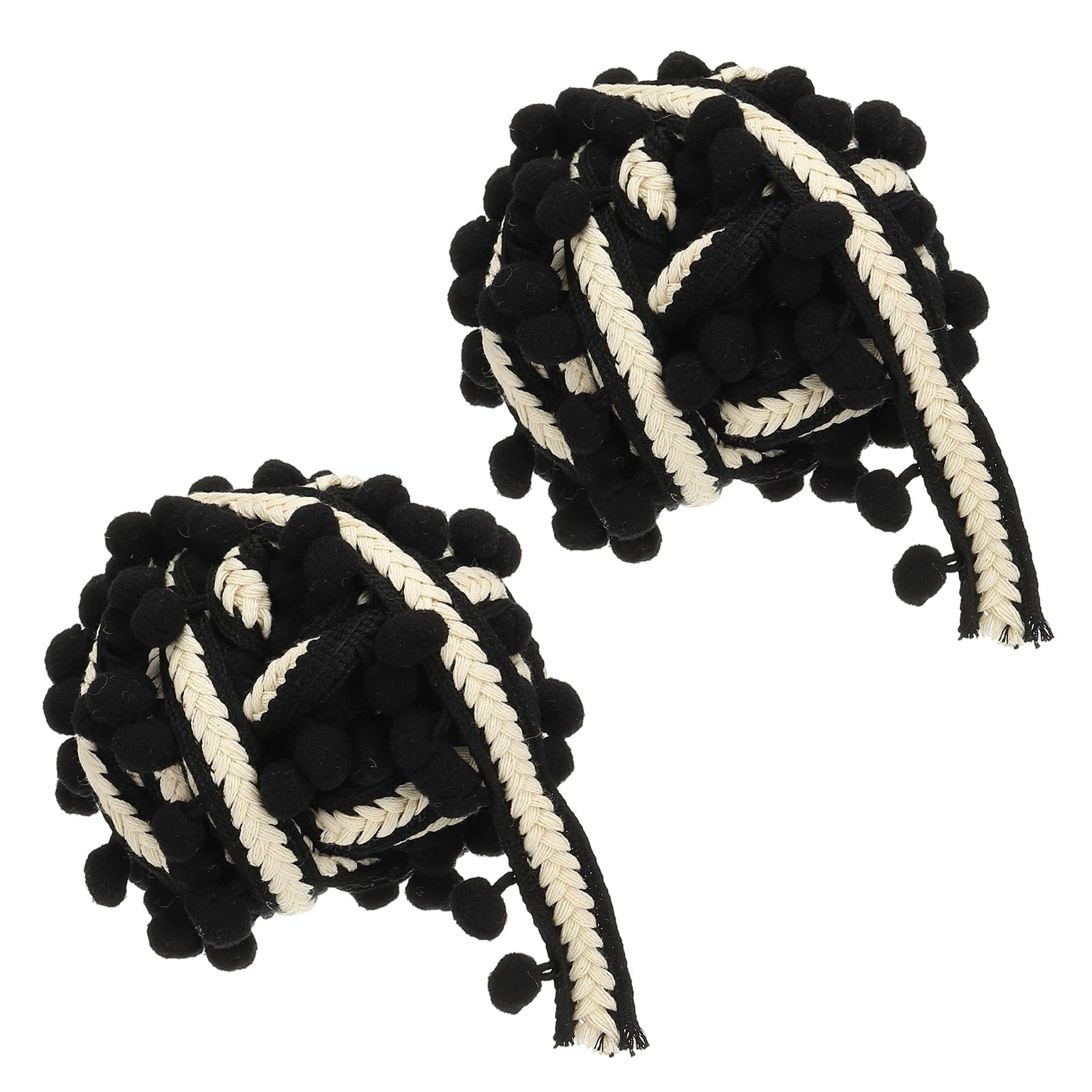 Galon pompon noir haut de gamme pour finitions de rideaux et couture DIY