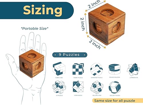 Miniatura 4 de Juegos divertidos para adultos rompecabezas de madera 3D rompecabezas de cerebro y juegos educativos en juego de 9 rompecabezas de madera a