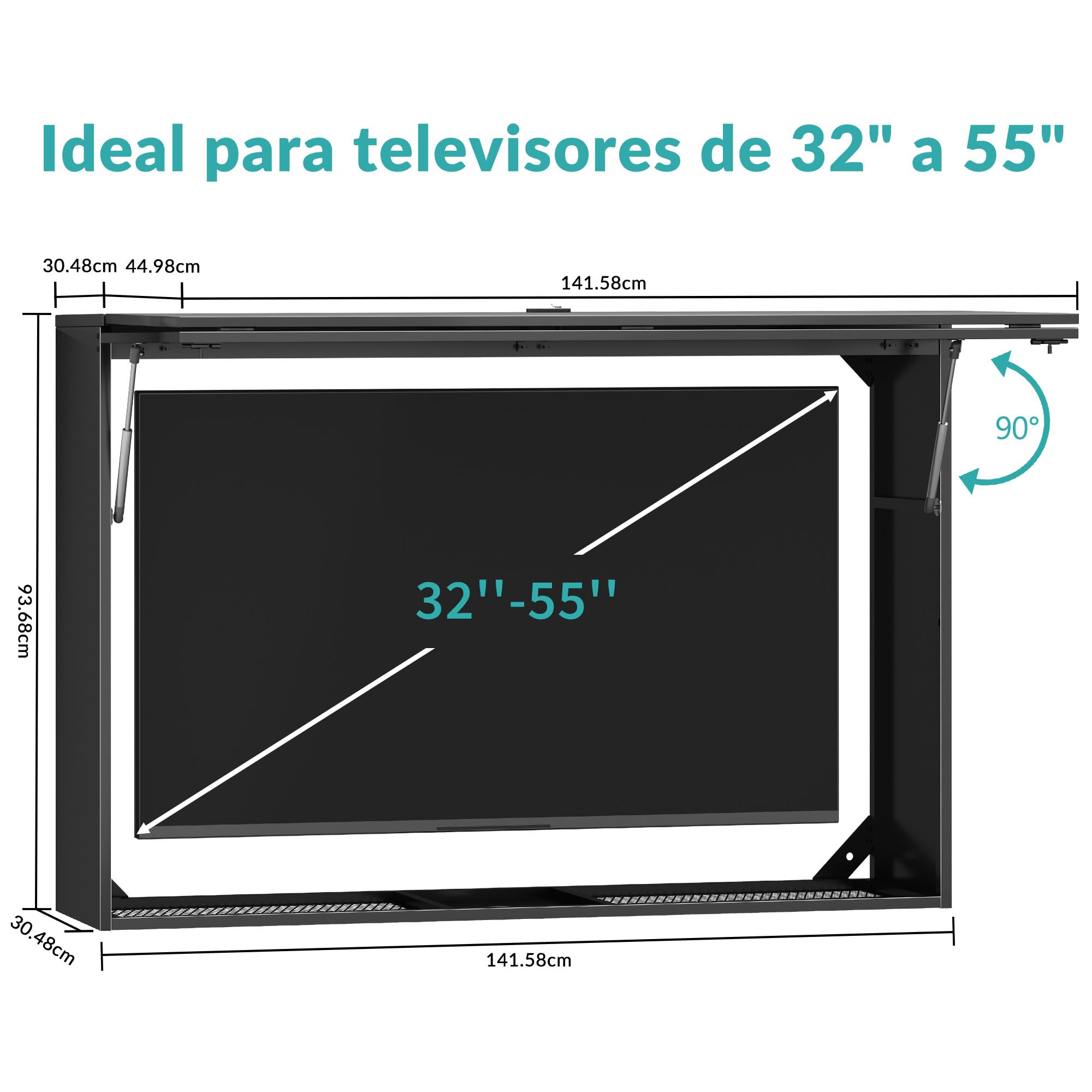 Caja protectora TV exterior impermeable, carcasa de seguridad para televisores 32–55 pulgadas con cierre protección antirrobo resistente al agua para uso exterior balcón y terraza con soporte de pared
