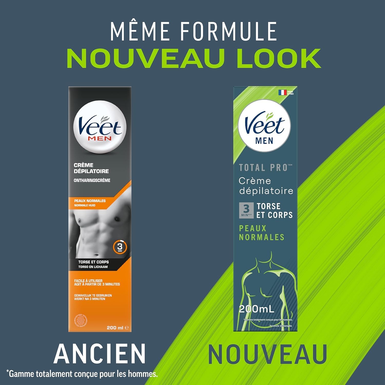 Veet Men - Krem do depilacji dla mężczyzn - Skóra normalna - 200 ml - Zestaw 3 szt