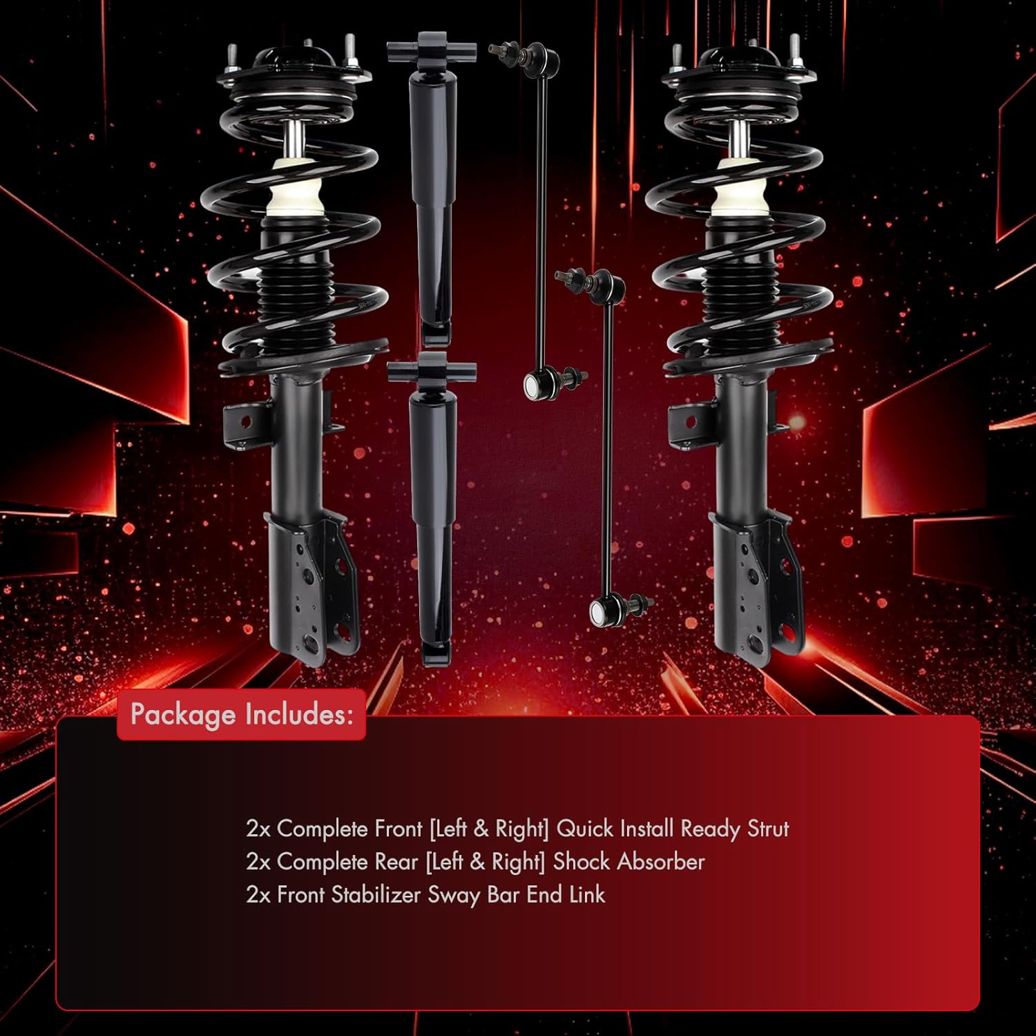 cciyu Complete Suspension Kit Fits 2008 2009 2010 2011 2012 2013 2014 2015 2016 for Buick Enclave Includes Front Strut Spring Assembly Rear shock absorber Stabilizer Bar Link