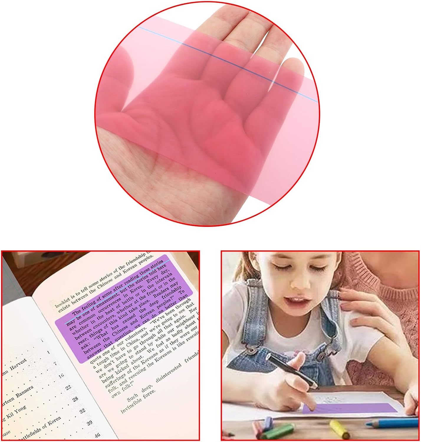 2 Sets of 19x7CM Colorful Plastic Reading Guides with Horizontal Lines Creative Bookmark with Progress Indicator Includes Guide Lines 8 Colors Per Set Study Office Supplies image 5