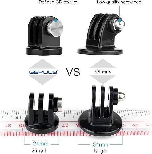 Miniatura 3 de GEPULY 6 adaptadores de montaje en trípode, acero inoxidable 316 antioxidante, tornillo de pulgar 14-20 para GoPro 131211109, DJI OSMO AKASO