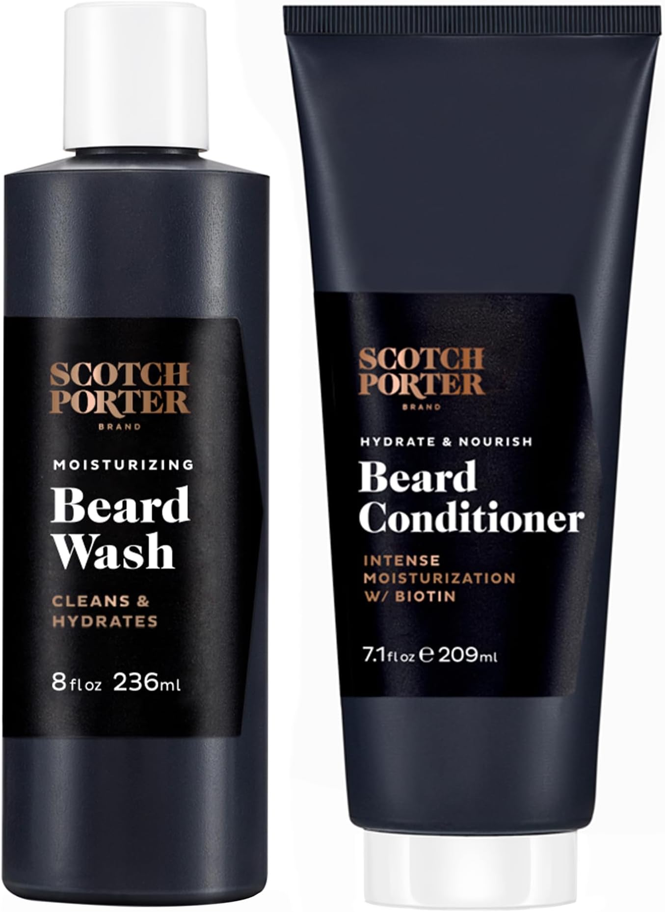 Scotch Porter Beard Wash & Conditioner - Cleanse, Moisturize, Hydrate & Soft Coarse, Dry Beard Hair while Encouraging Growth for a Fuller, Healthier-Looking Beard