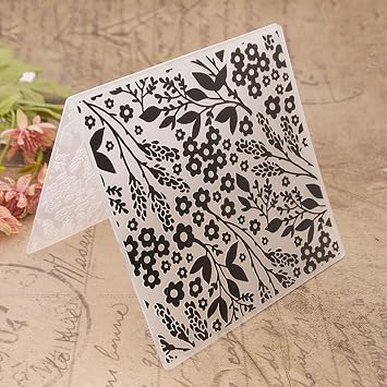 Peach Blossom Flower Background Pattern Plastic Embossing Folder, 3D Textured Impressions Flower Background Embossing Folder Template for Card Making Scrapbooking Paper Craft Album Stamps DIY Decor