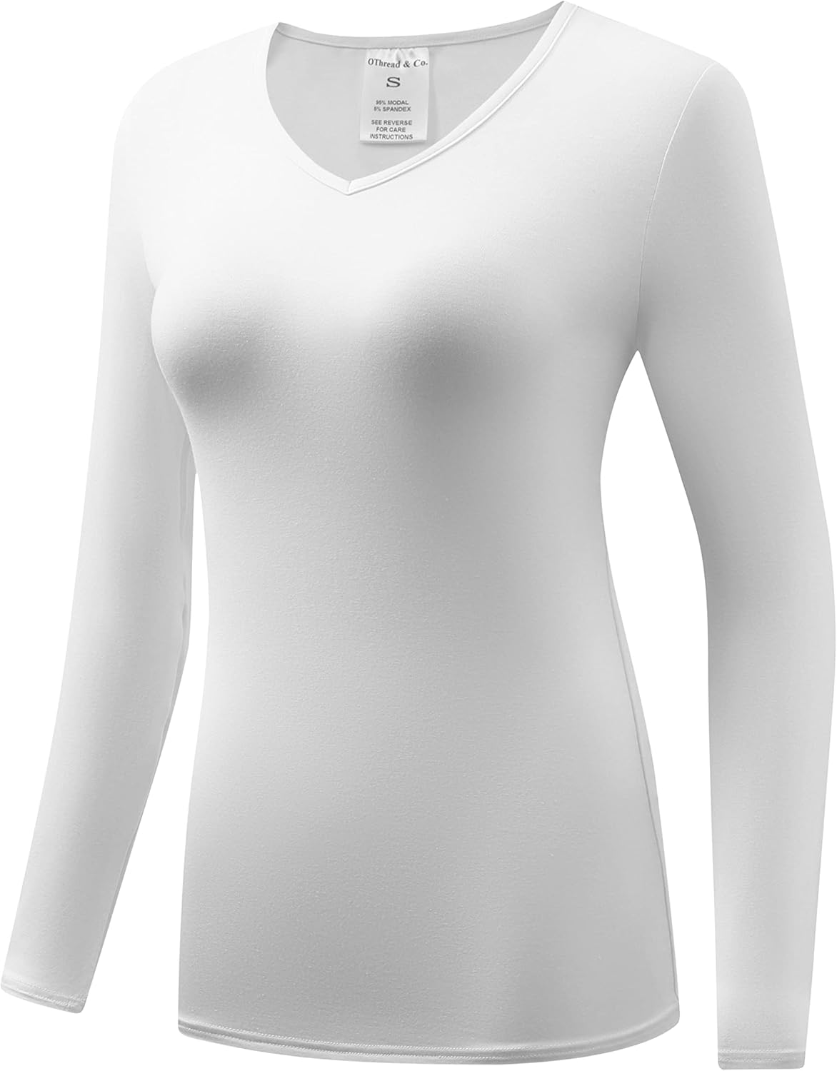 OThread & Co. Women's Long Sleeve T-Shirt Comfy V-Neck Shirts Basic Stretch Layer - Image 2