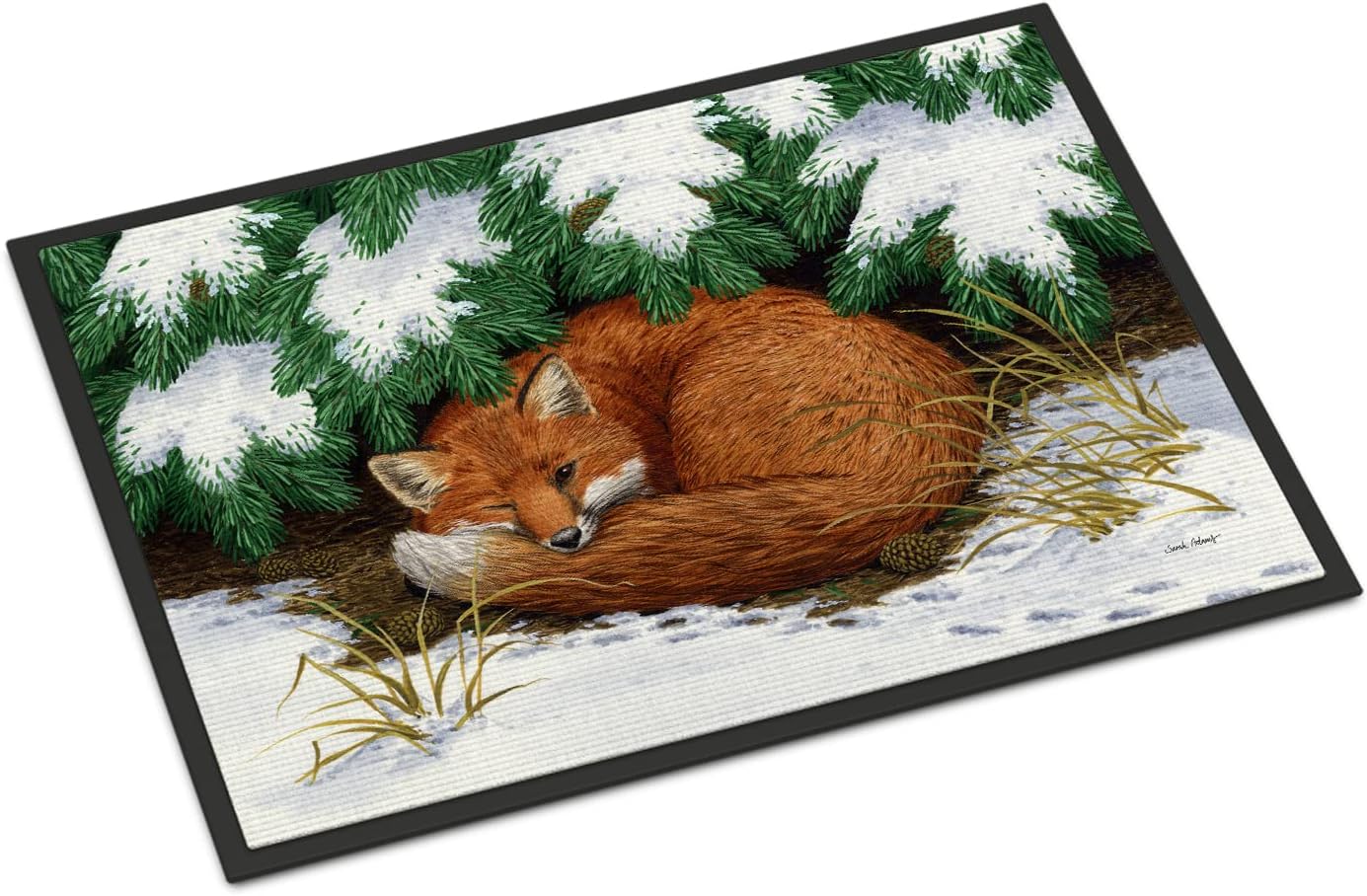 Caroline's Treasures ASA2185JMAT Naptime Fox Doormat 24x36 Front Door Mat Indoor Outdoor Rugs for Entryway, Non Slip Washable Low Pile, 24H X 36W