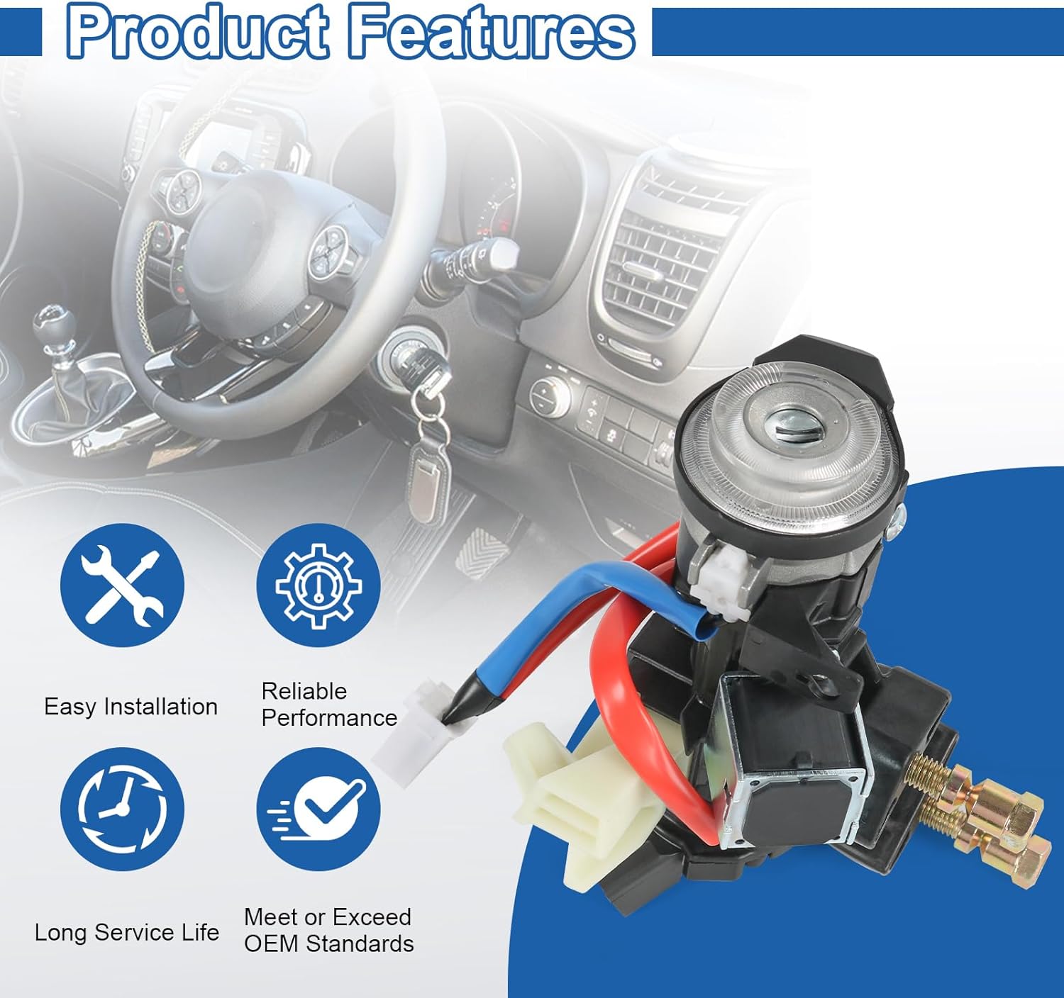 81905-D3080 Ignition Lock Switch Assembly with 2 Keys Compatible with 2016-2021 Hyundai Tucson Ignition Lock Housing Cylinder Replace# 81905D3080 81900-D3E00,81905-D3140