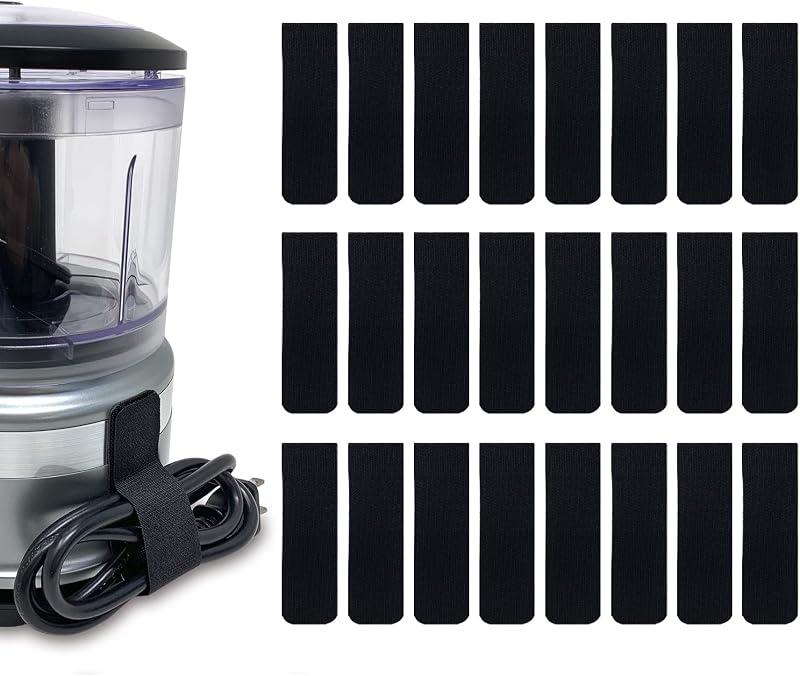 Cable Clams de Wrap-It Storage - 3" (paquete de 24) negro | Organizador de cables para tiras de electrodomésticos con adhesivo para organización de oficina y para ocultar la gestión de cables de TV, escritorio o PC