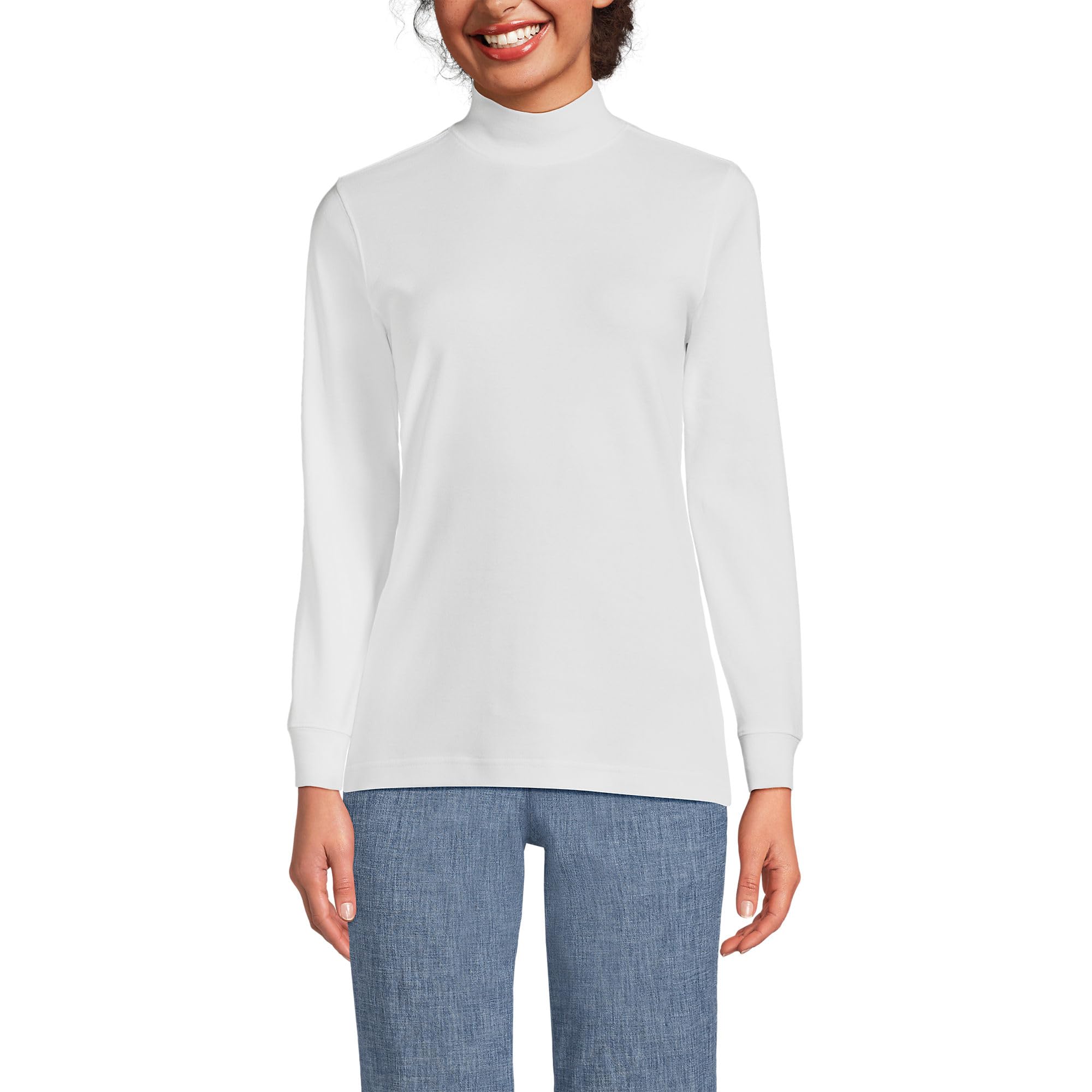 Lands' End Women's Cotton Mock Turtleneck