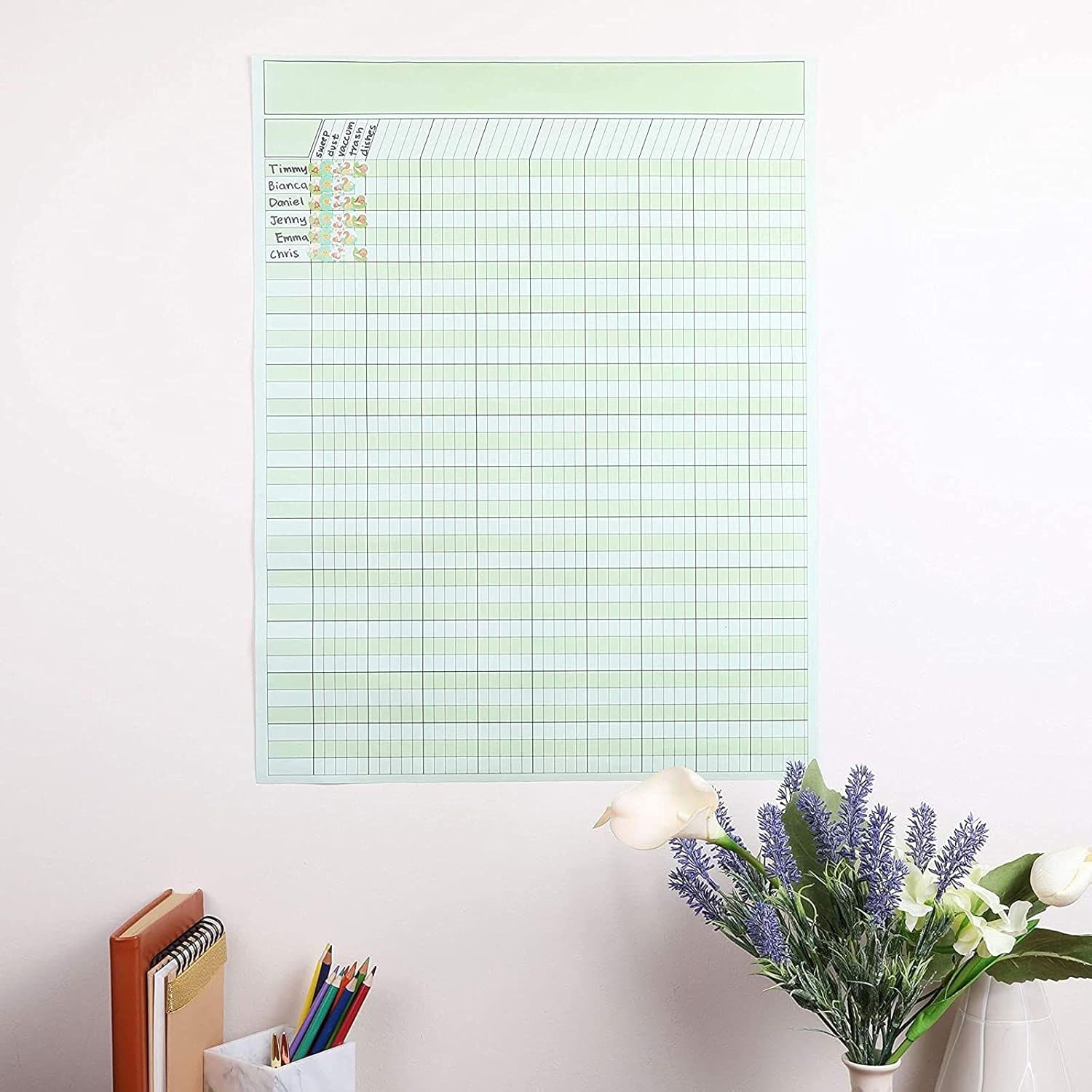 Vertical Incentive Chart for Classroom, Kids Rewards for Chores (17 x 22, 16 Sheets) : Office Products