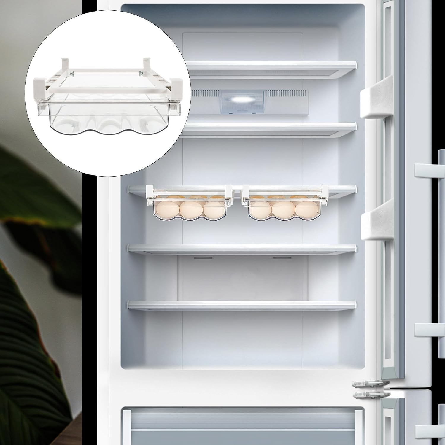 Large Capacity Drawer Style Egg Holder Box for Fridge Storage