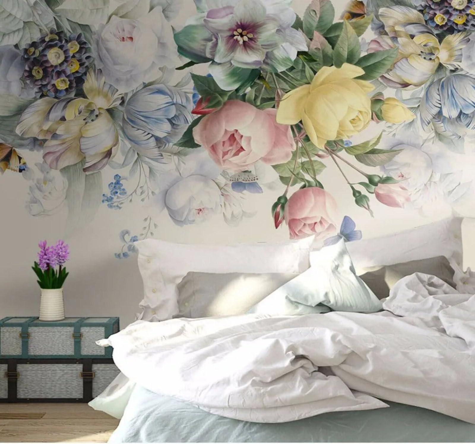 Minimalist Beautiful Three Dimensional Fresh Flowers 3D Wallpaper Easy Install Feature Office Living Room Sofa Bedroom TV Background Wall Decoration-200cm×140cm