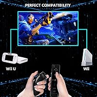 Vista 4 de Burcica Controller for Wii Remote and Nunchuck, Wireless Controllers Compatible with Wii/Wii U with Silicone Case and Wrist Strap (Black)