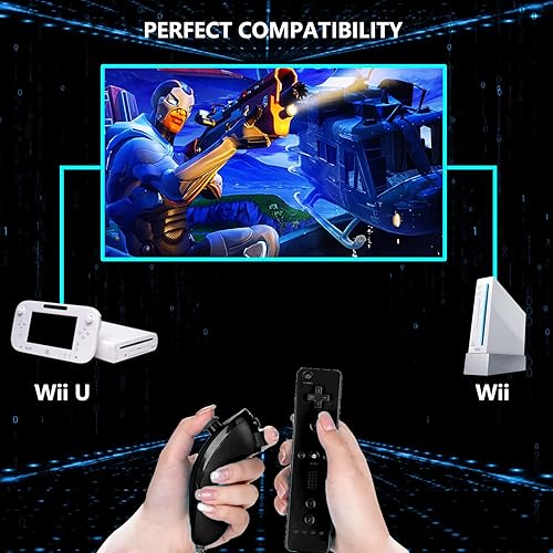 Miniatura 4 de Burcica Controller for Wii Remote and Nunchuck, Wireless Controllers Compatible with Wii/Wii U with Silicone Case and Wrist Strap (Black) Negro y