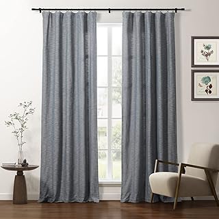 TWOPAGES Back Tab Rod Pocket Organic Cotton Curtain 4-in-1 Top Style Lig...