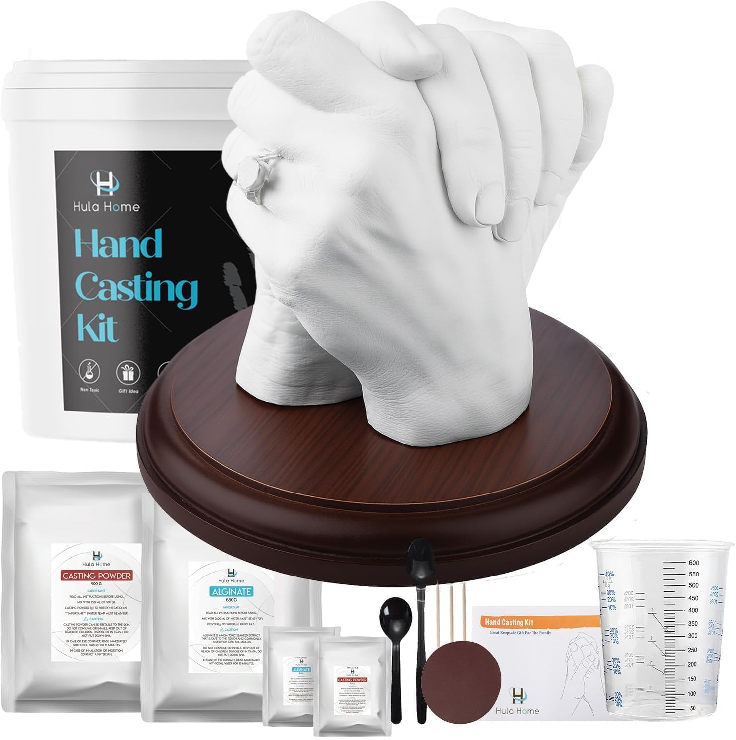 Hula Home Hand Casting Kit for Couples or Family | Mounting Plaque Included | DIY Plaster Hand Mold Keepsake Sculpture Kit Gifts for Her, Kids, Weddings, Anniversary