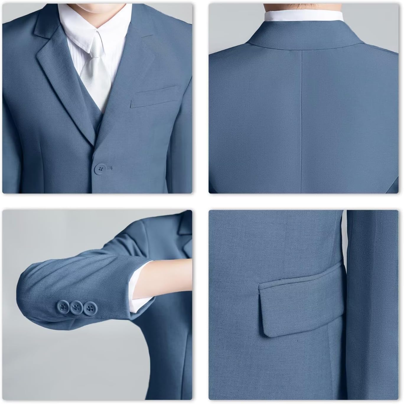 Boys Formal Suit Set Kids 5 Piece Suit Jacket Pants Set with Dress Shirt and Tie Prom Wedding Tuxedo Suits