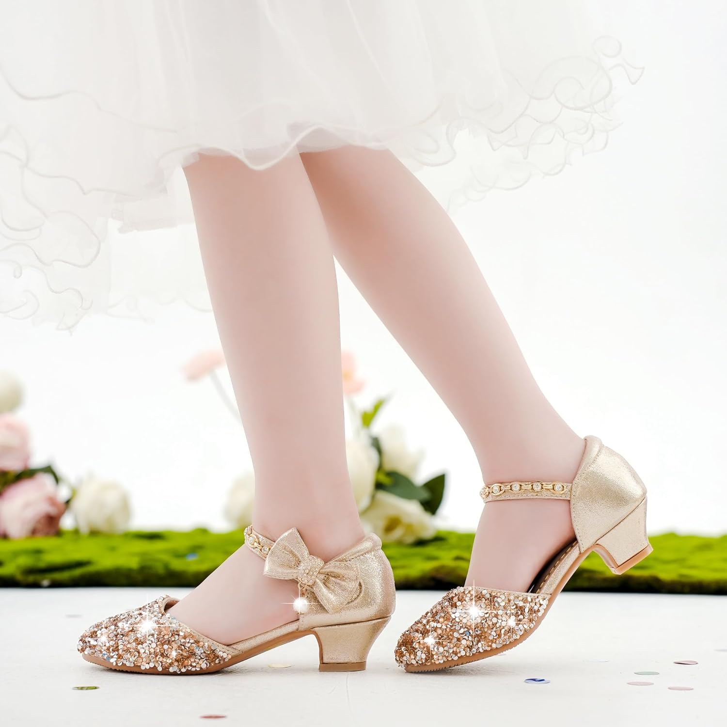 Motasha Girls Sandals Closed Toe Heels Wedding Party Girls Dress Shoes Toddler Little Big Kid