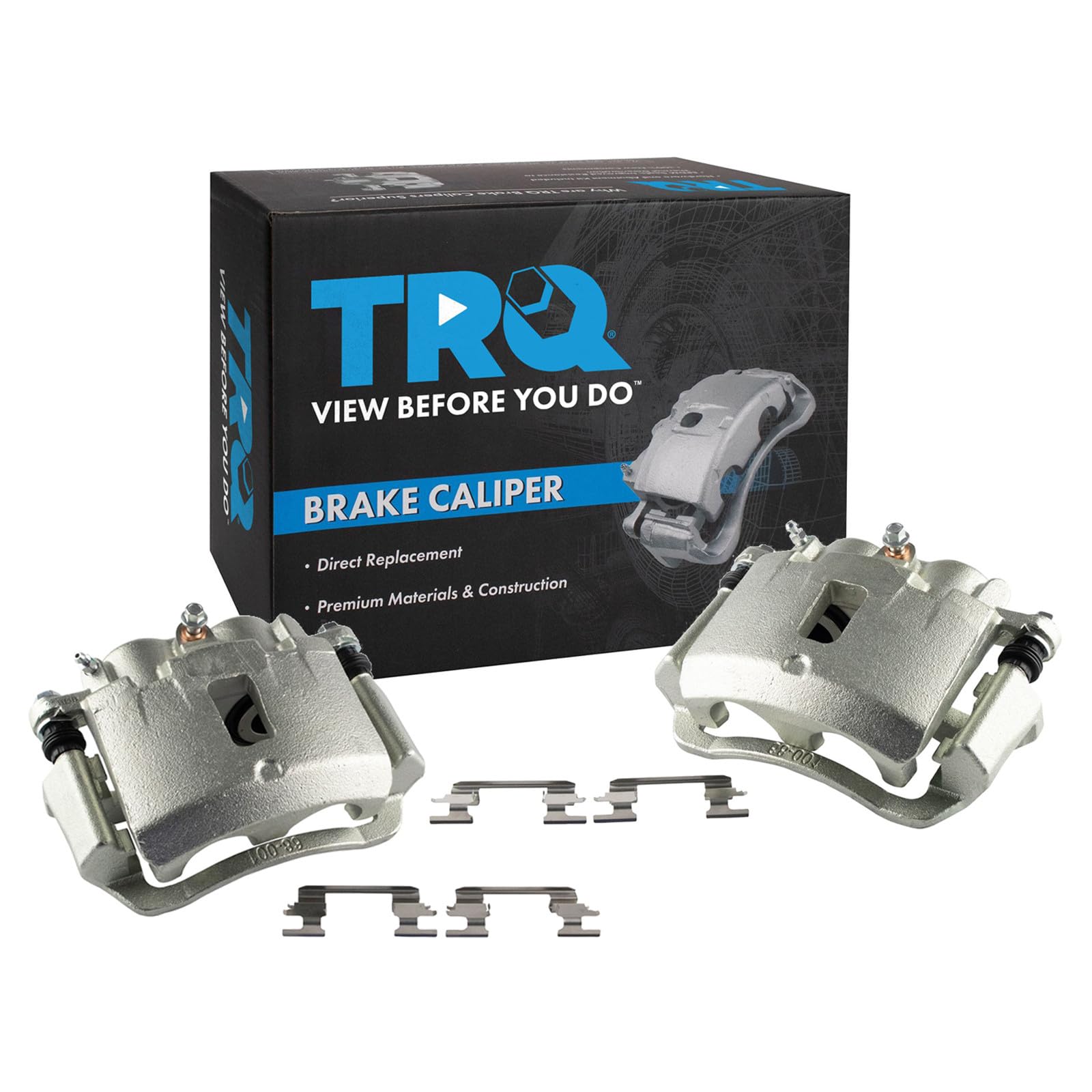 TRQ Rear Driver and Passenger Side Brake Caliper Set Caliper Brackets