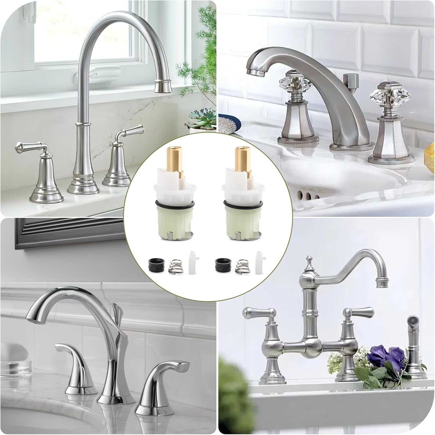 2 Pack RP25513 Faucet Stem Assembly,Replacement Kit for Two Handle Faucet Repair, Includes RP4993 Seats and Spring