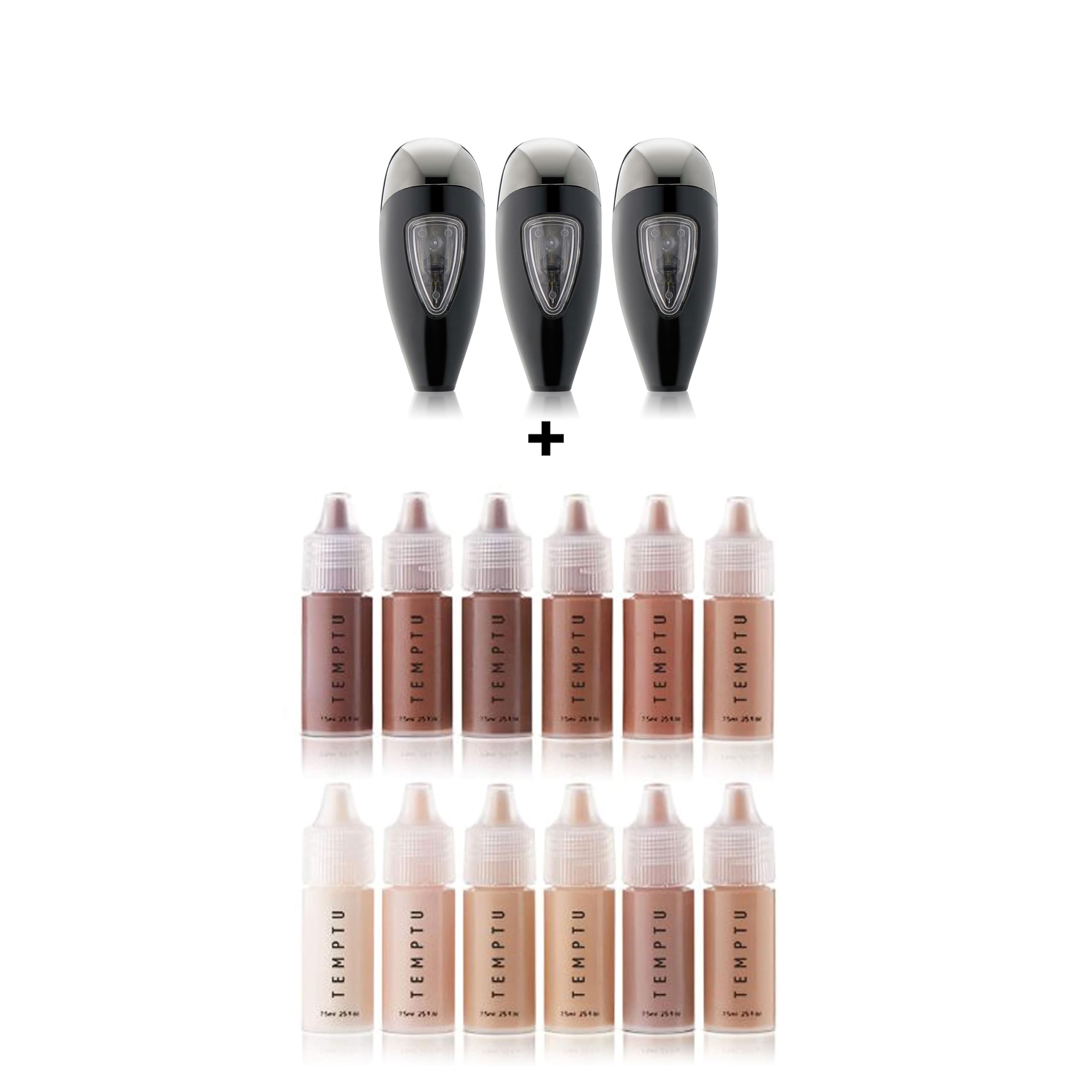 TEMPTU S B Foundation 12 Piece Starter Set Airpod Pro 3-Pack Cartridge Bundle
