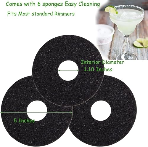 Miniatura 5 de Margarita - Juego de rimmer de sal de bambú, 3 niveles de barra de vidrio con tapa y 6 esponjas para cócteles, margarita de sal y azúcar para