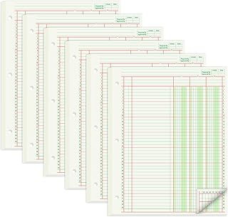 300 Sheets Columnar Analysis Pads 3 Column Accounting Paper, 8.5X11 Inch Ledger Paper for Bookkeeping, Accounting. 3 Hole Punch, Green(6 Pack, 50 Sheets/Pack)