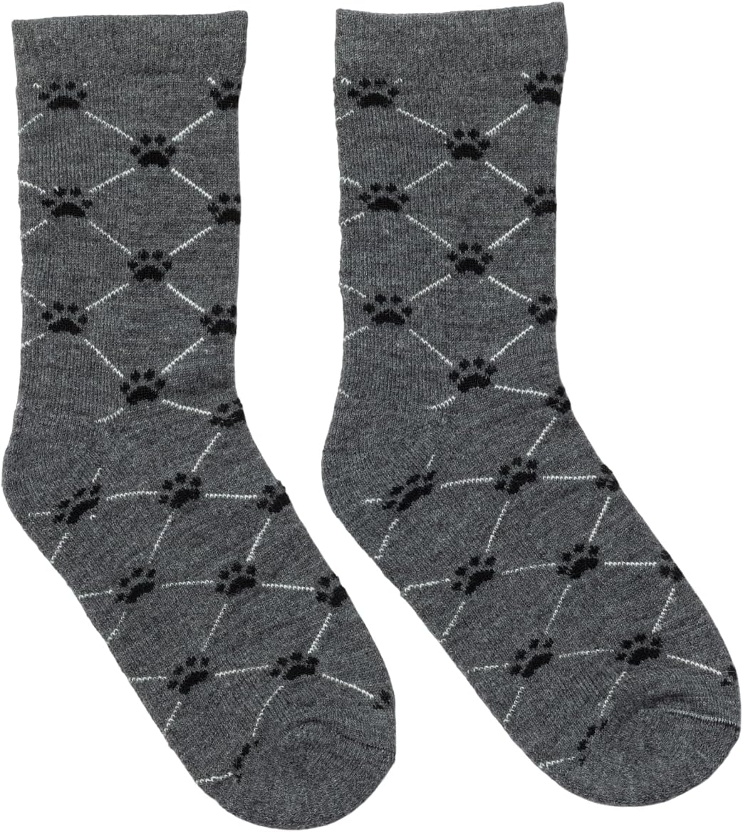GreaterGood Women's Argyle Paws Alpaca Crew Socks Super Soft, Non-Itchy, Cozy Warm Everyday Socks