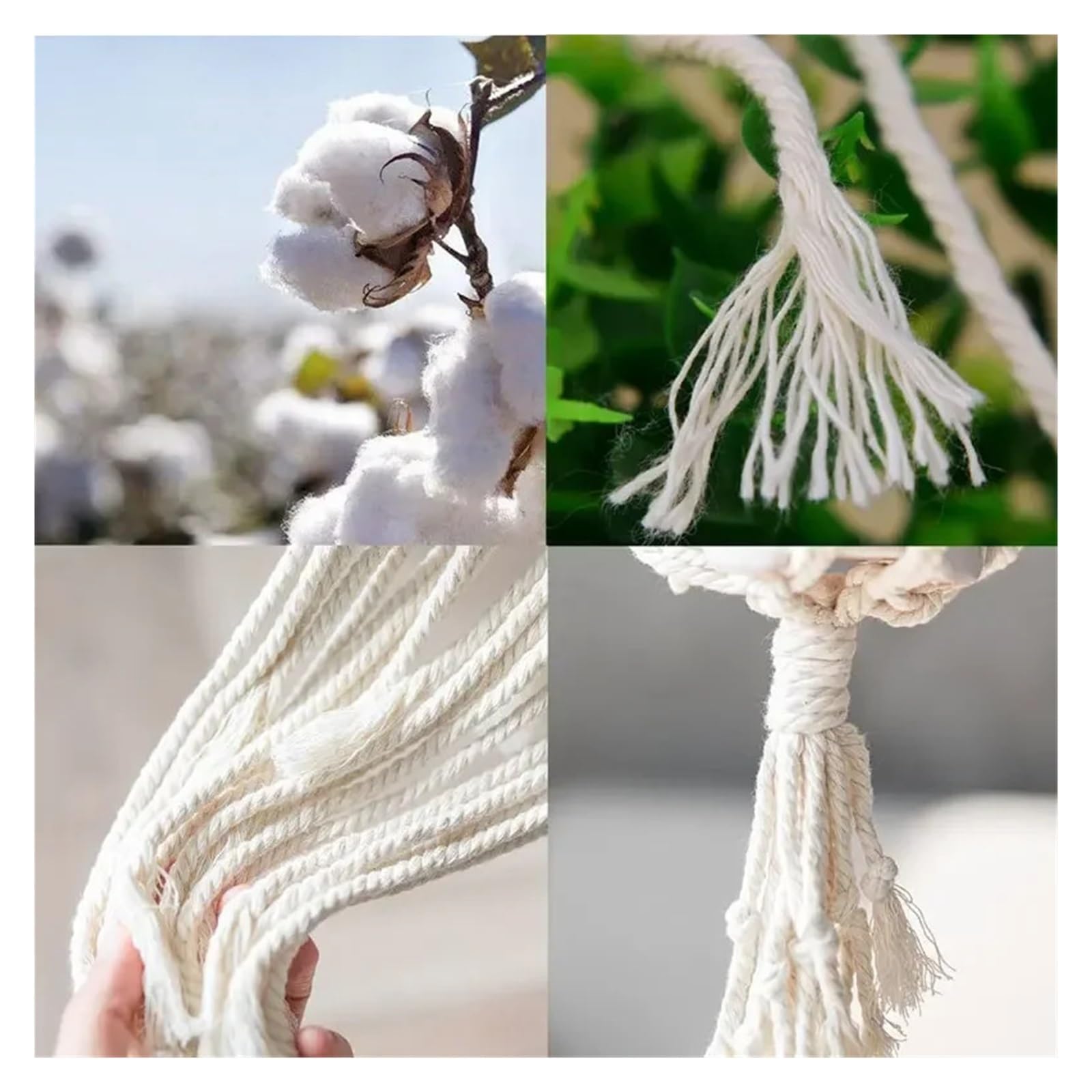 Cordón de algodón, Twisted Cotton Cord Macrame Rope 1-10mm x 2-100m(2mm 100meter)