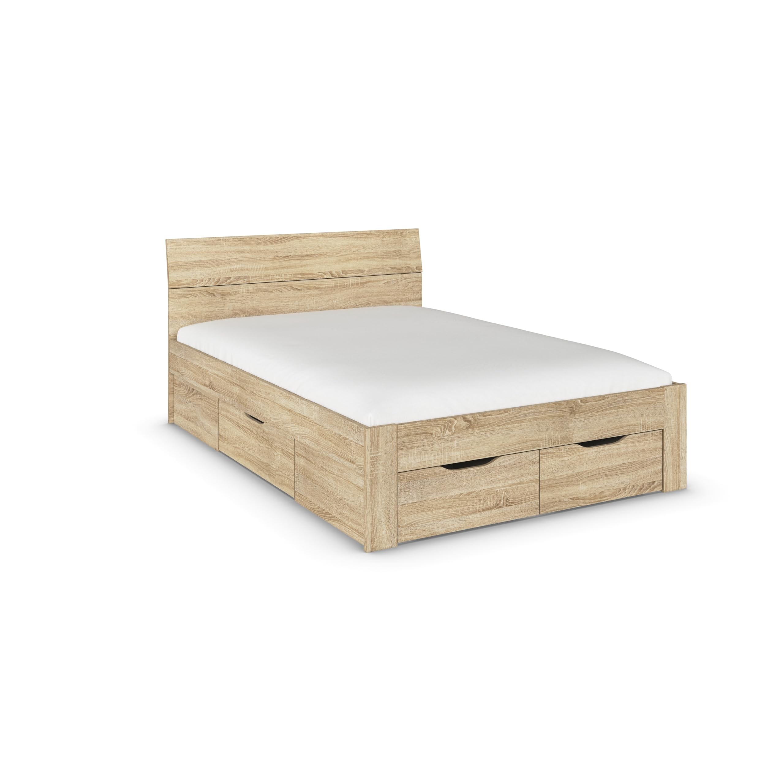 Rauch Möbel FLEXX, Bett, Farbe Eiche Sonoma, Maße 145x90x209 cm | Doppelbett, Stauraumbett, mit 3 Schubladen, für Schlafzimmer, Jugendzimmer, Gästezimmer, Liegefläche 140x200 cm