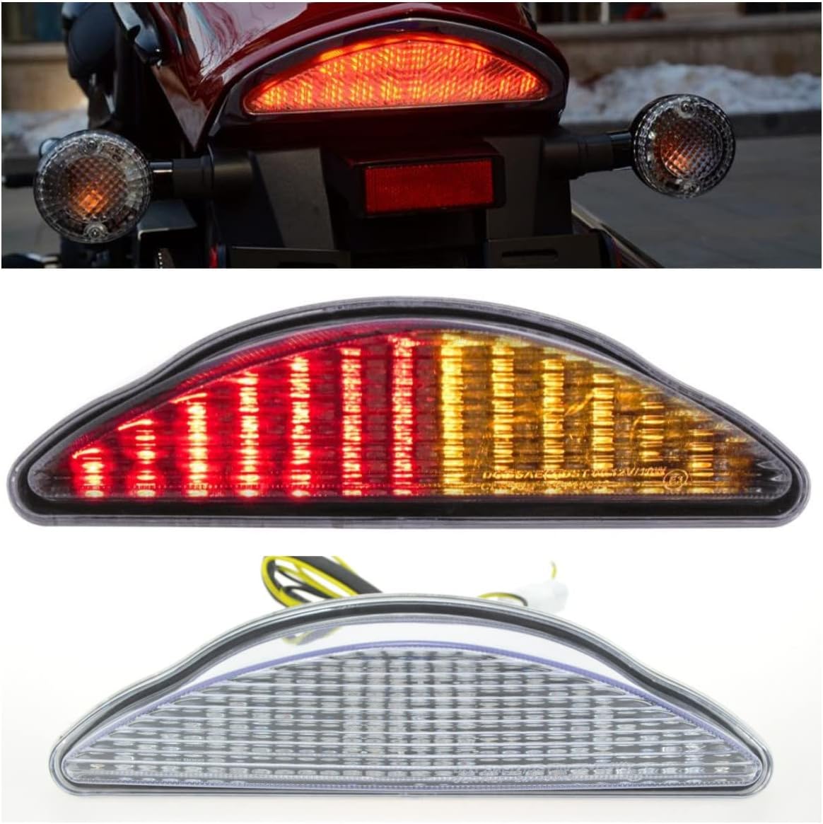 Compatible for YAMAHA 2008-2017 XV1900CU Raider/S/SCL; LED Brake Tail light Rear Lamp+Built-in Turn Signal (Style 3: Sequential LED Taillight+ Turn Signal, Clear Color)