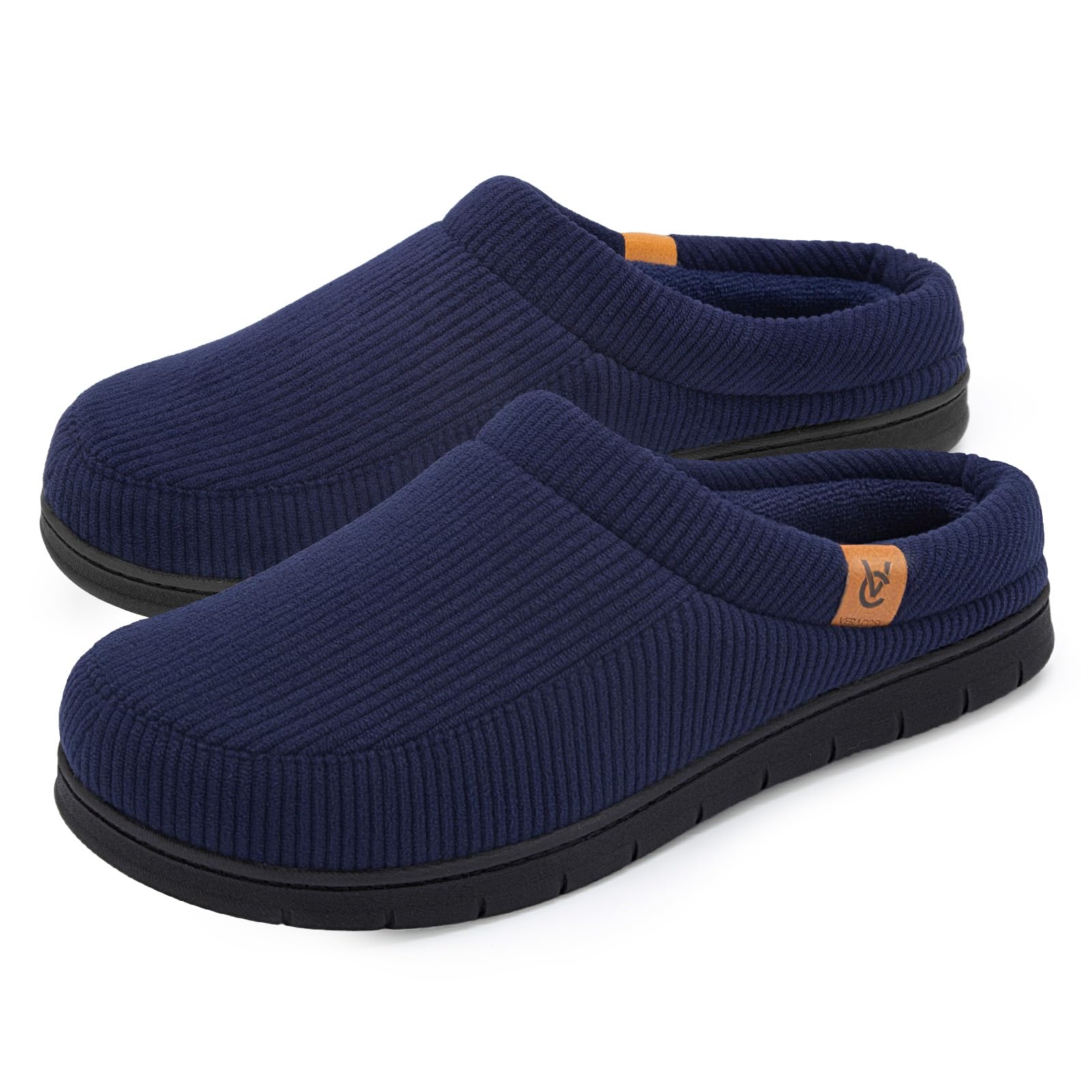 VeraCosy Herren Cord Mokassin Hausschuhe Memory Foam Winter Pantoffeln