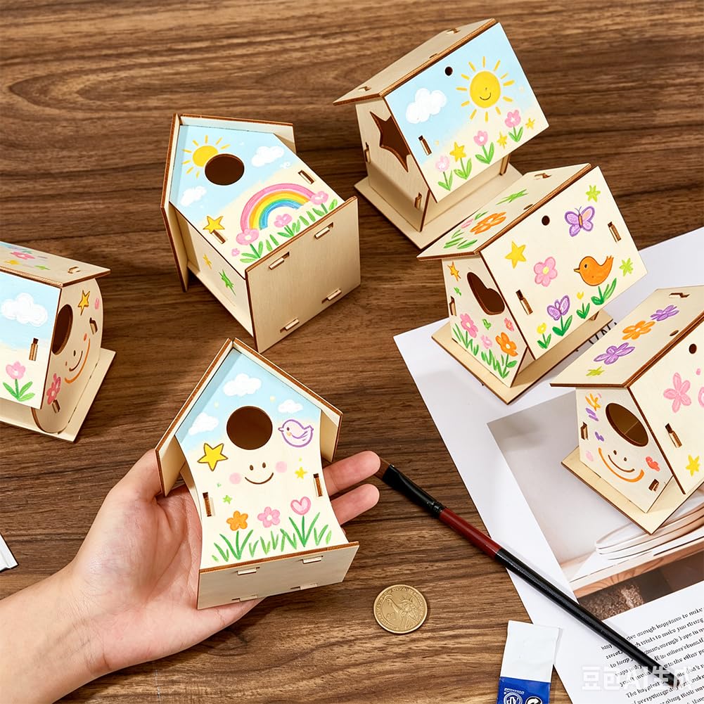 SUPERFINDINGS 24Pcs Kit Maison Pour Oiseaux En Bois Non Fini Pour Bricolage