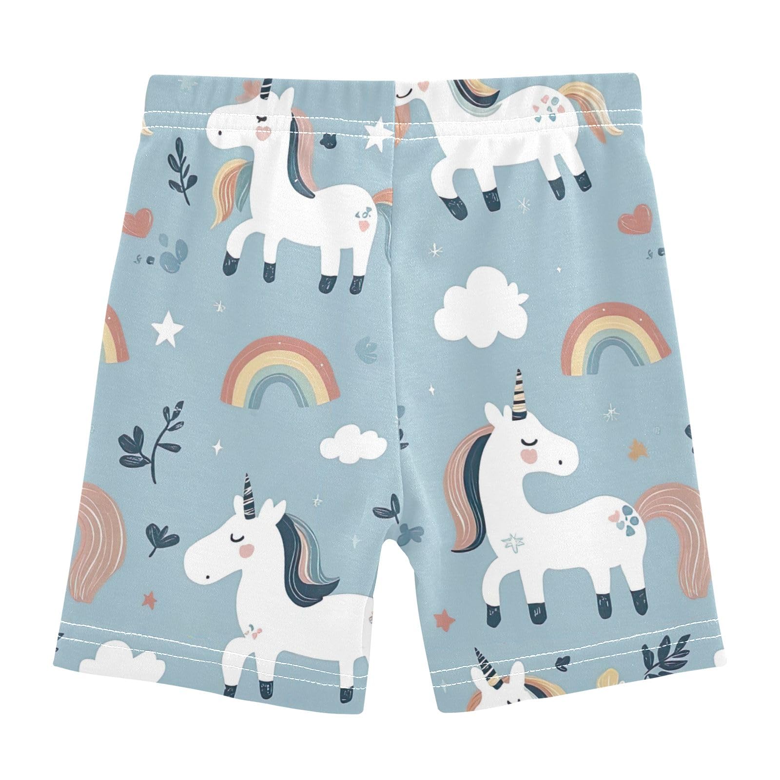 CHIFIGNO Cute Cartoon Unicorns Blue Bike Shorts for Girls Cartwheel Shorts Breathable Under Dress Biker Short 4T
