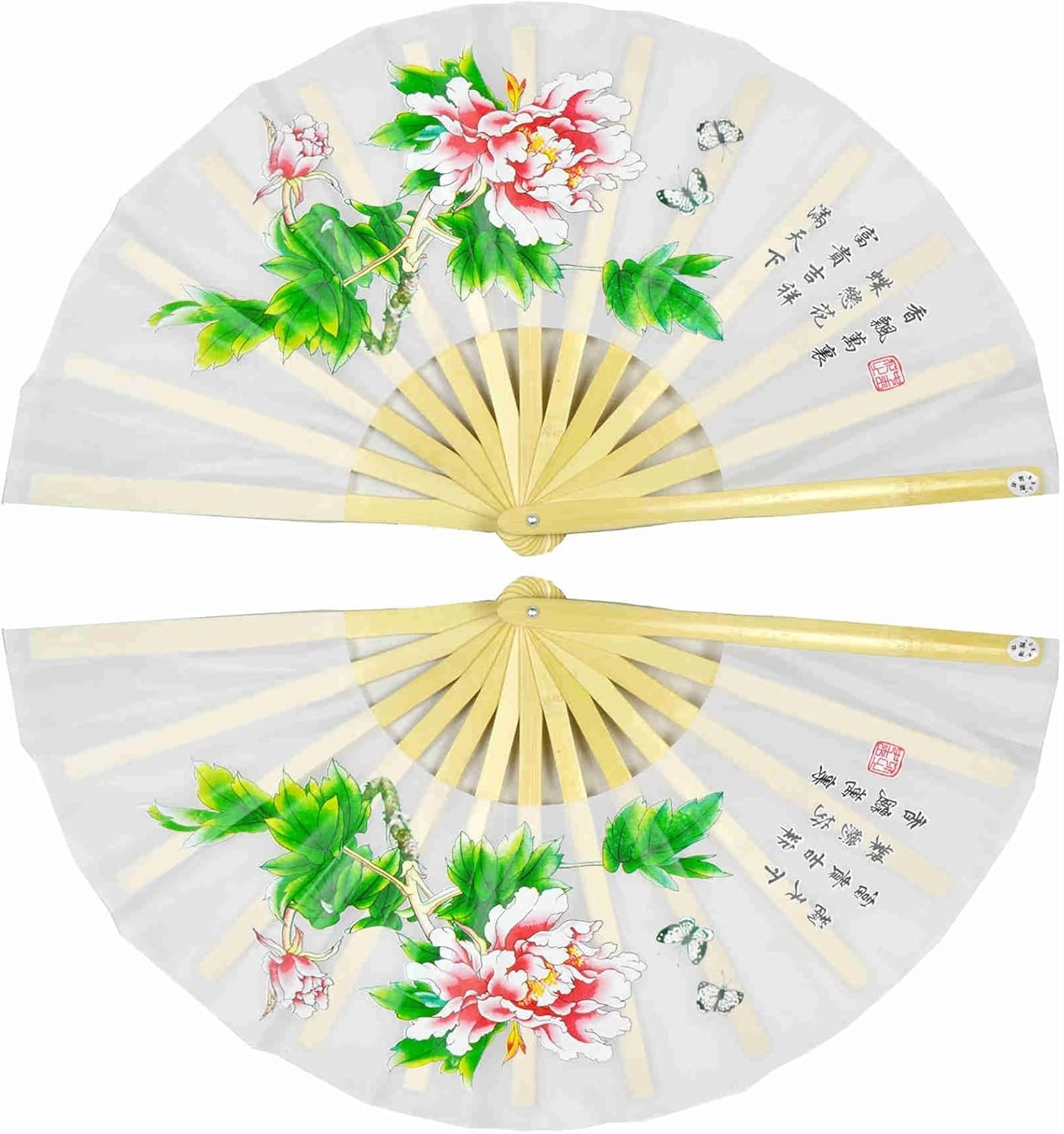 PiWine Folding Hand Fan - Right Hand Tai Chi Performance Fan - Black Cover - Many Patterns - Decorative Fan