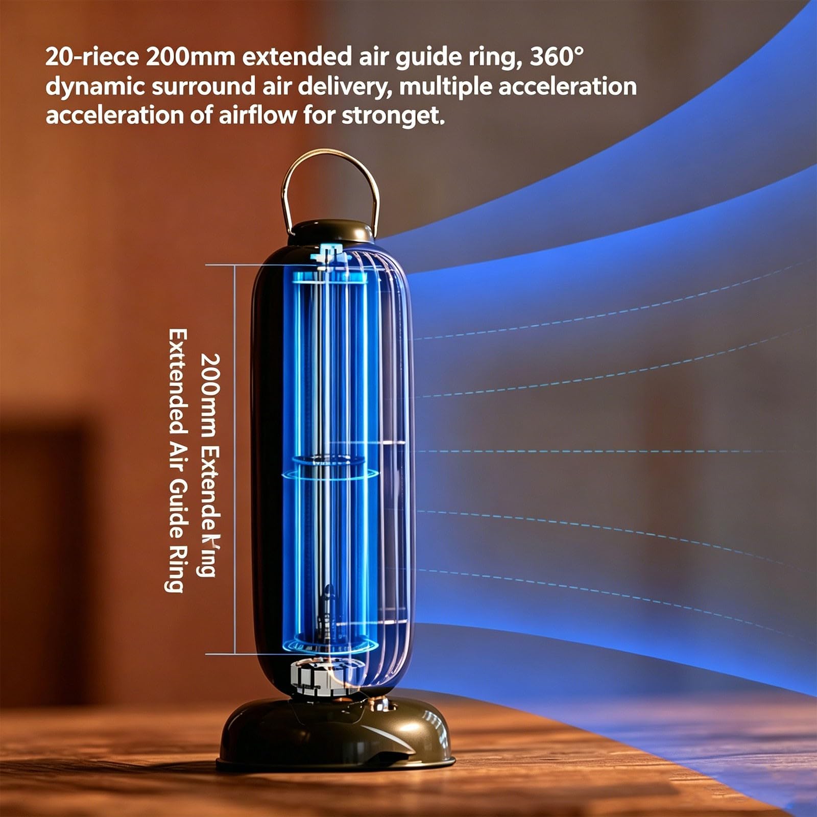 Generisch Ventilatore compatto per camera da letto per interni, ventilatore da tavolo portatile con 4 livelli di inclinazione di 90°, funzione aroma silenzioso, design con pulsante per (B, 12 x 13 x