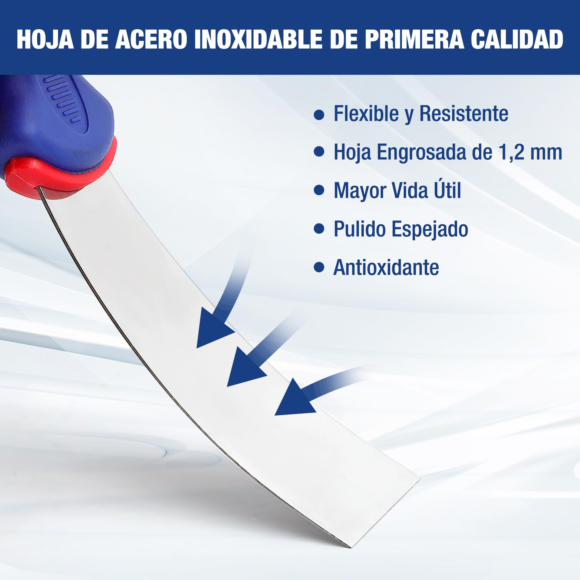 WORKRPO 4-piezas Juego de Espátulas Masilla, Espátula de Acero Inoxidable en 4 Formas 38 mm, 76 mm, 100 mm, 150 mm, Espátulas para Pintura