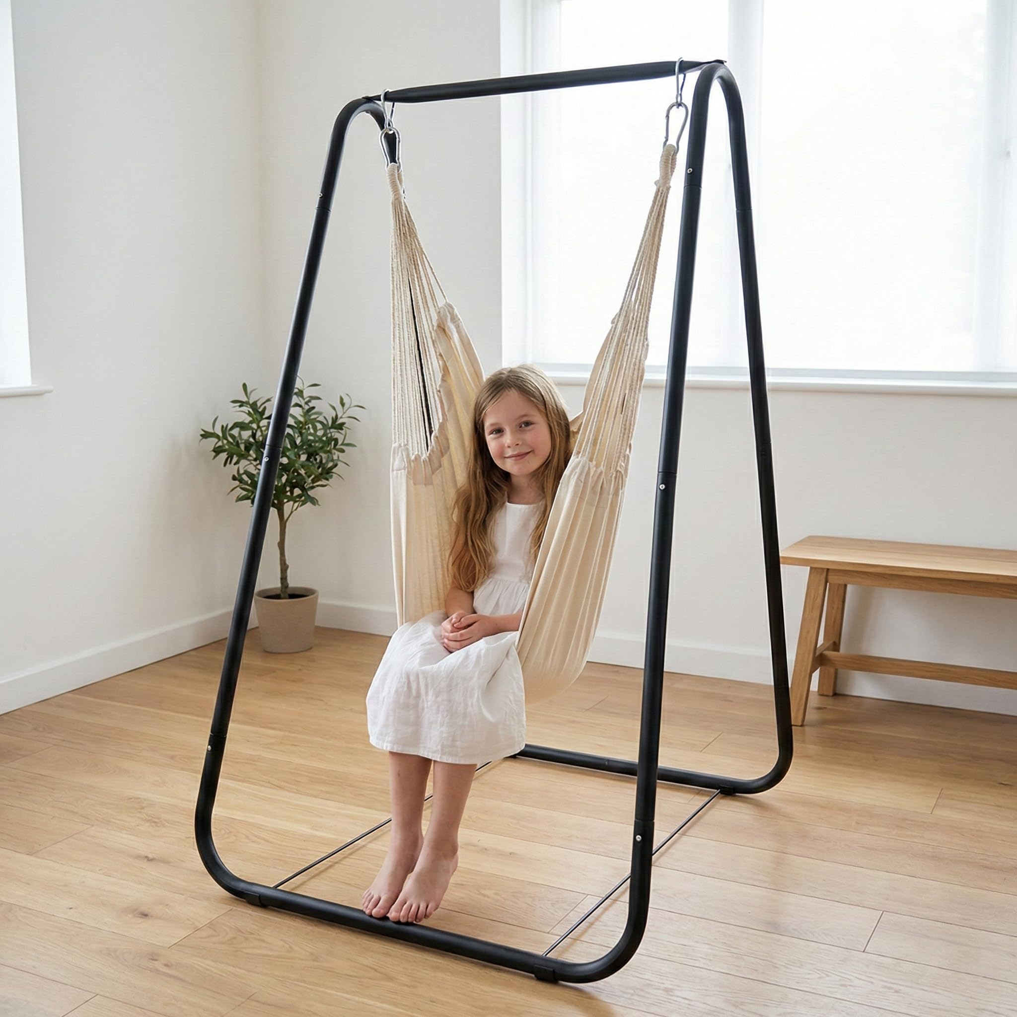 Soporte para silla hamaca fuerte en forma de A, soporte para silla colgante con soporte de carga fuerte en forma de A, carga máxima de 100 kg, soporte para silla colgante para patio, jardín