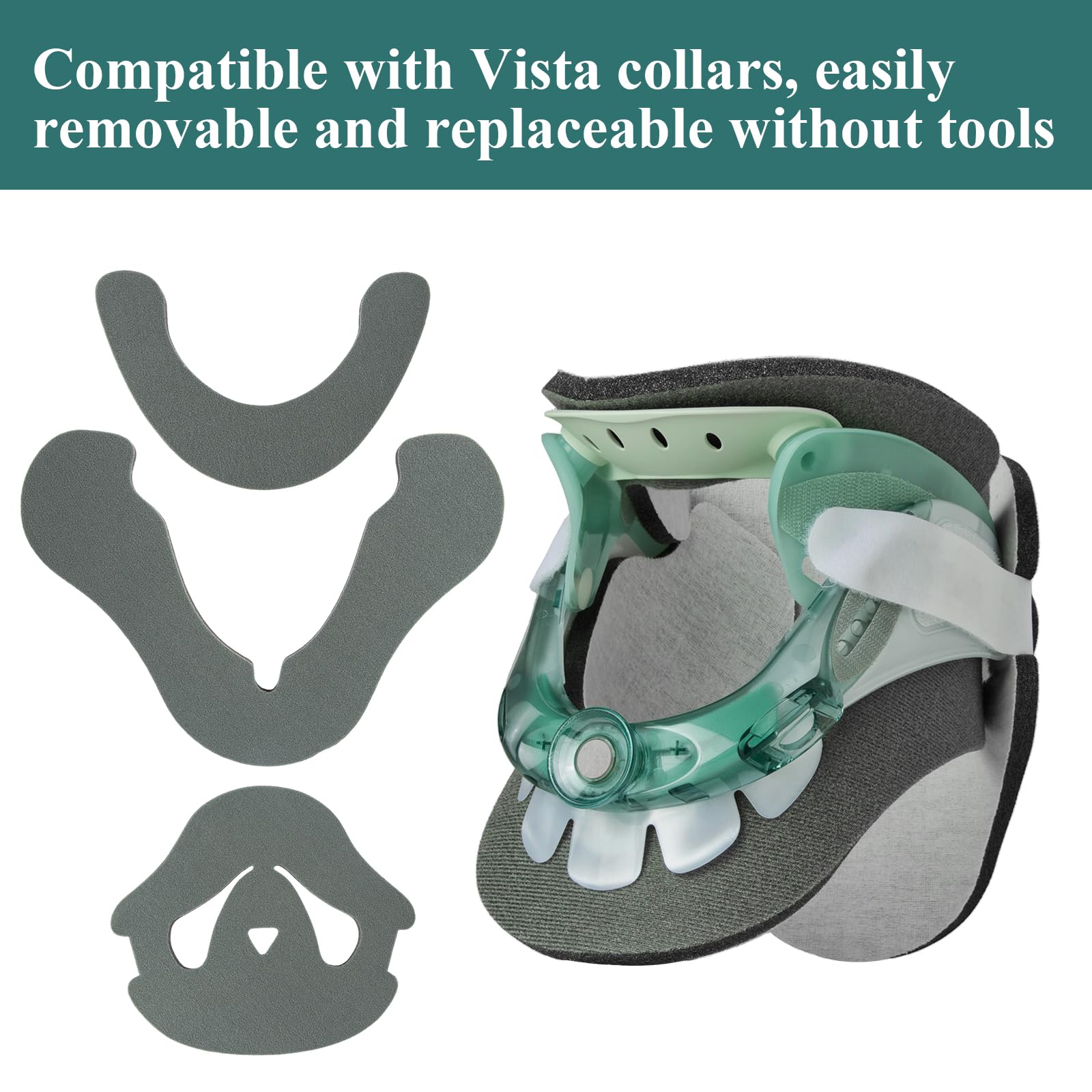 6 cuscinetti di ricambio grigio-verdi, ideali per orecchie Aspen Vista, cuscinetti per cuscino cervicale lavabili, imbottitura Cervical Collar (2 set)