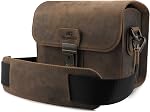 MegaGear Pebble Un véritable sac en cuir pour caméra Messenger sans miroir, instantané et DSLR Caméras - Camel